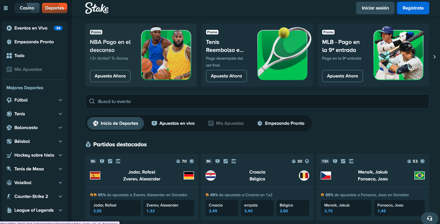 Apuestas deportivas en Stake Argentina