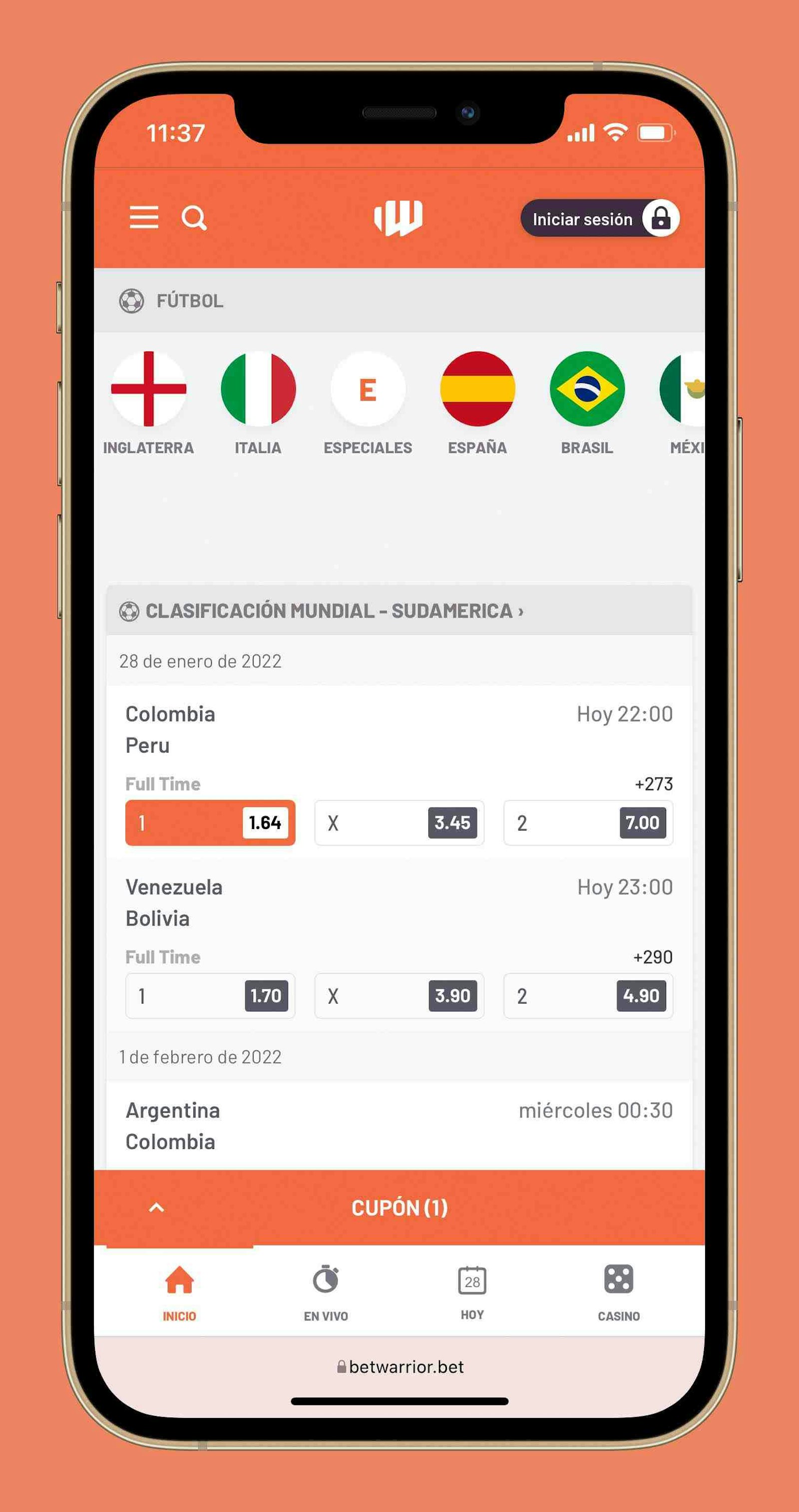 Betwarrior apuestas celular