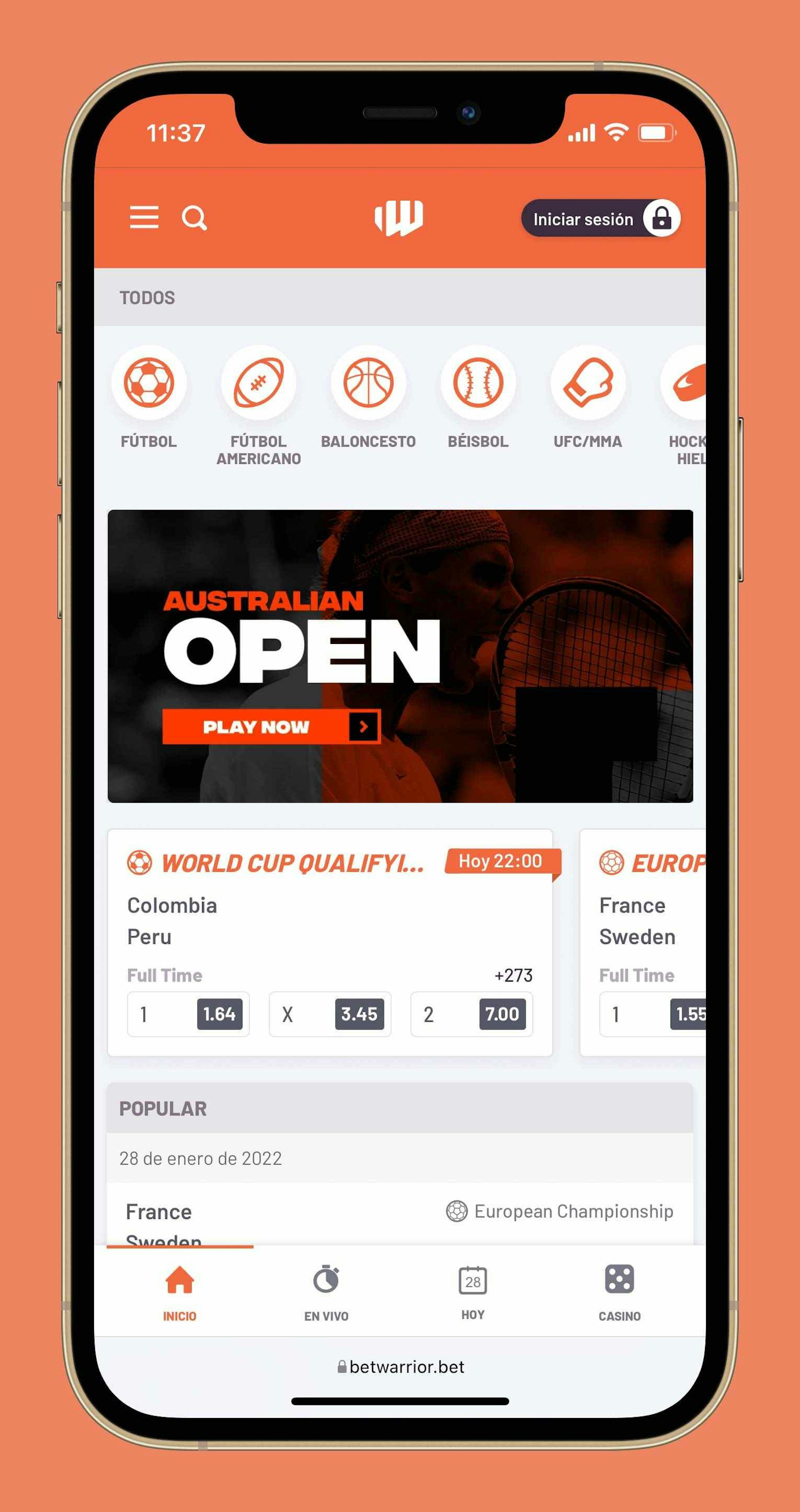 Betwarrior apuestas deportivas celular