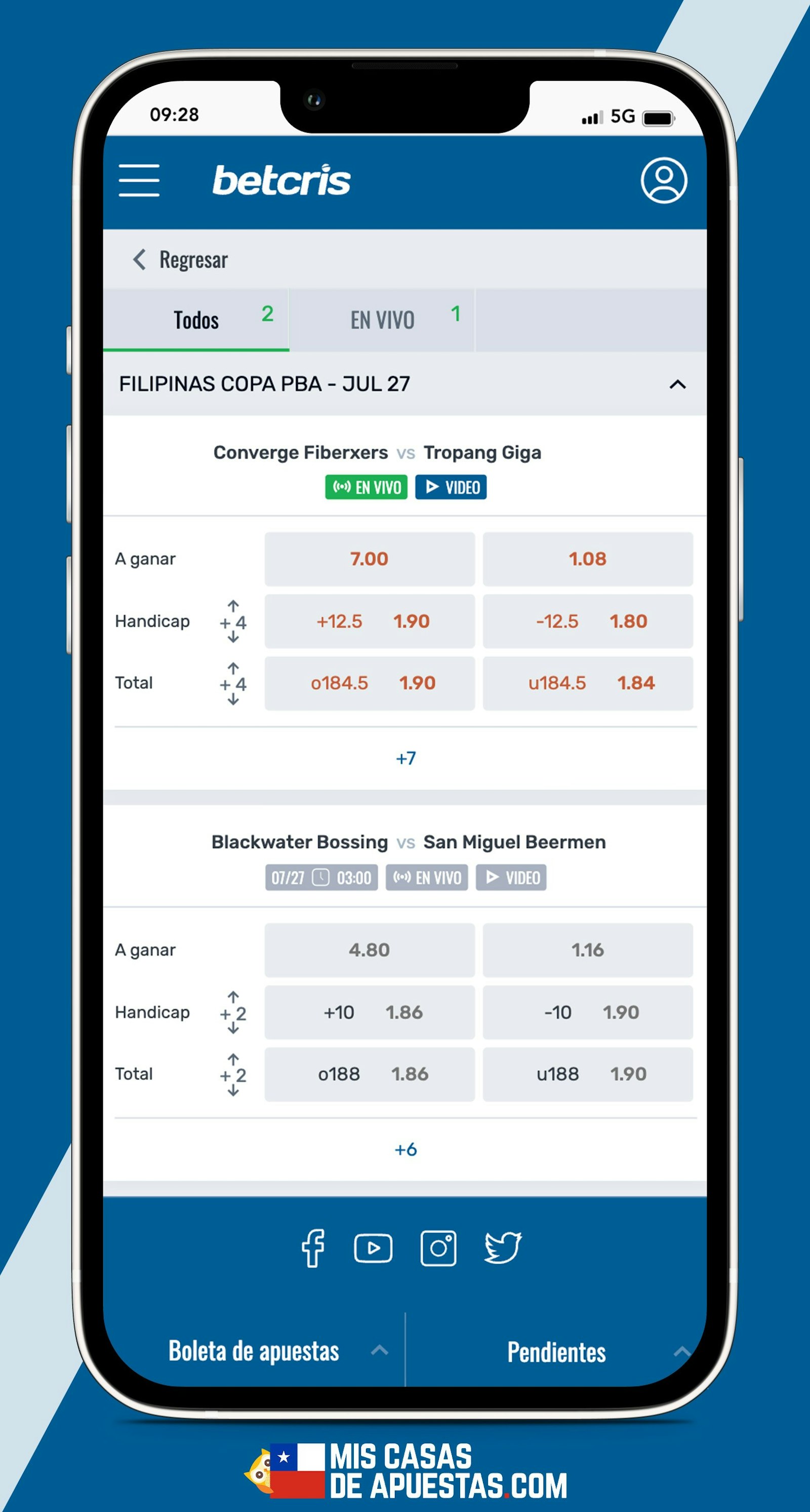 Betcris Chile en celular