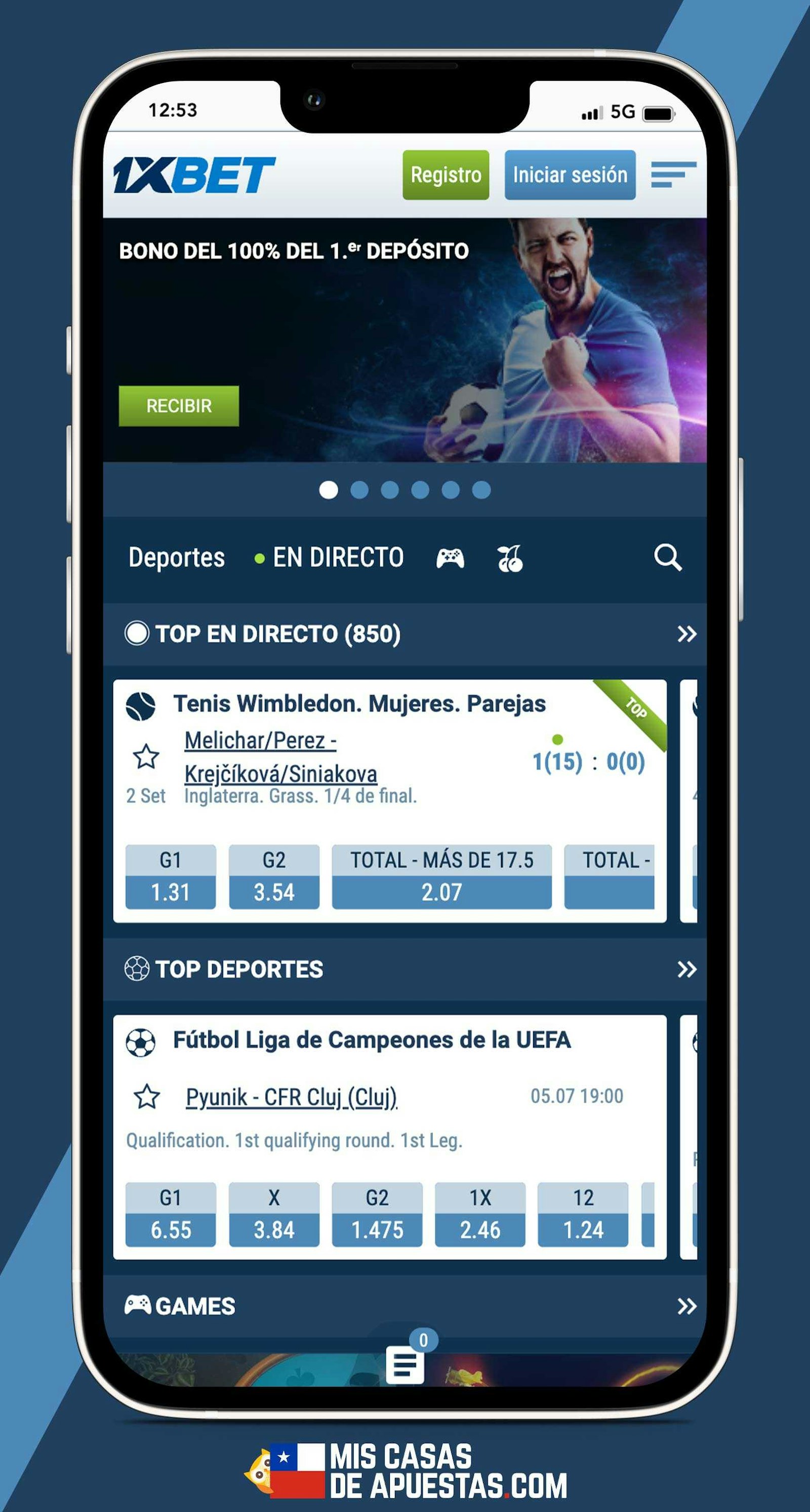 1 X Bet apuestas deportivas sitio web en celular