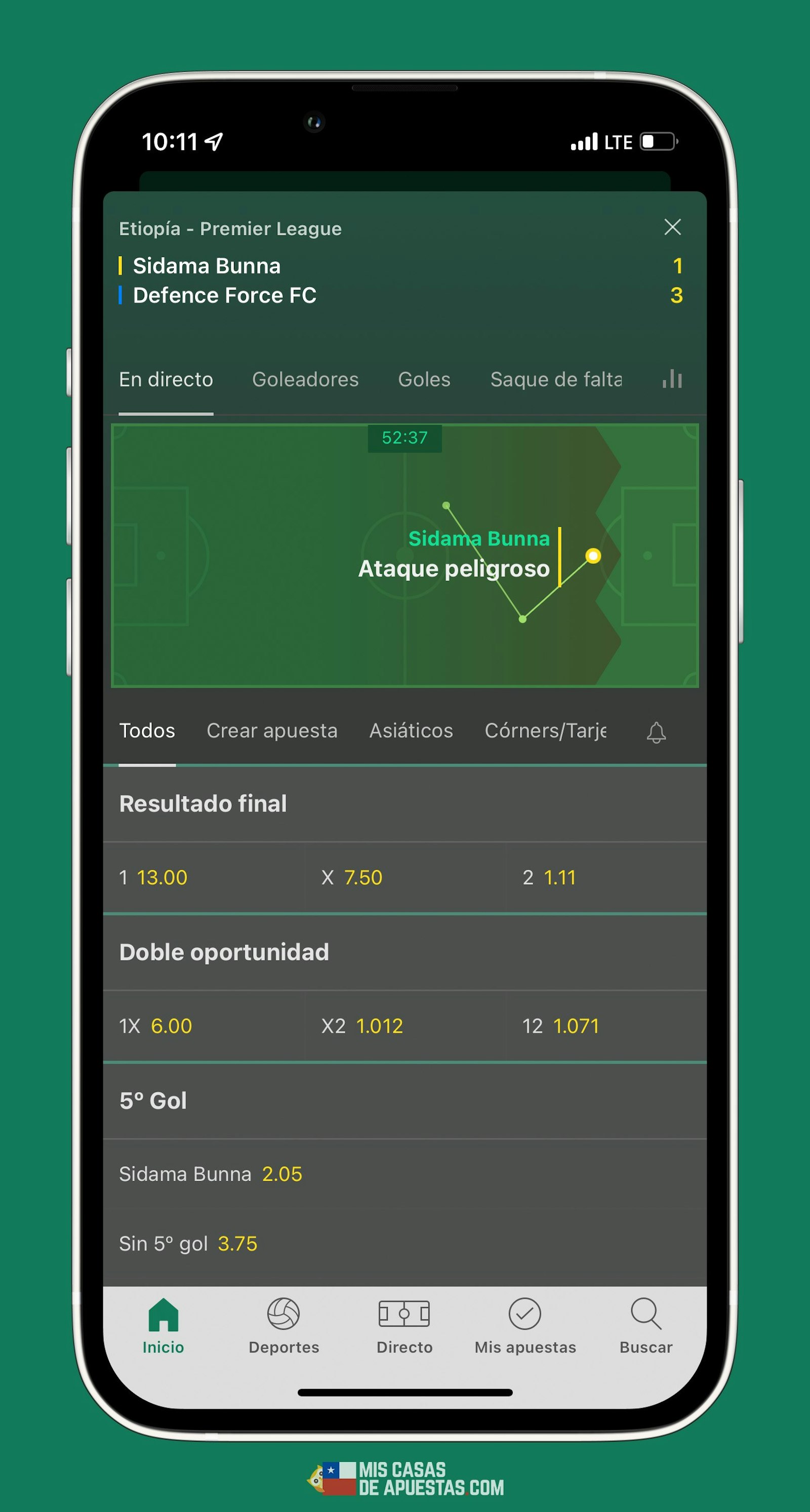 Bet365 celular apuestas en vivo