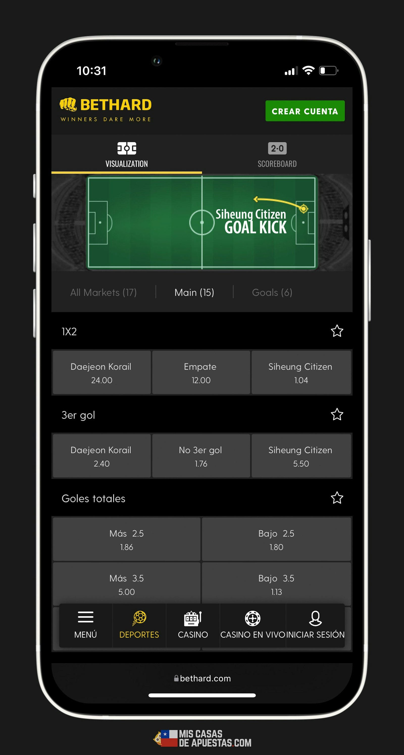 Bethard celular apuestas futbol