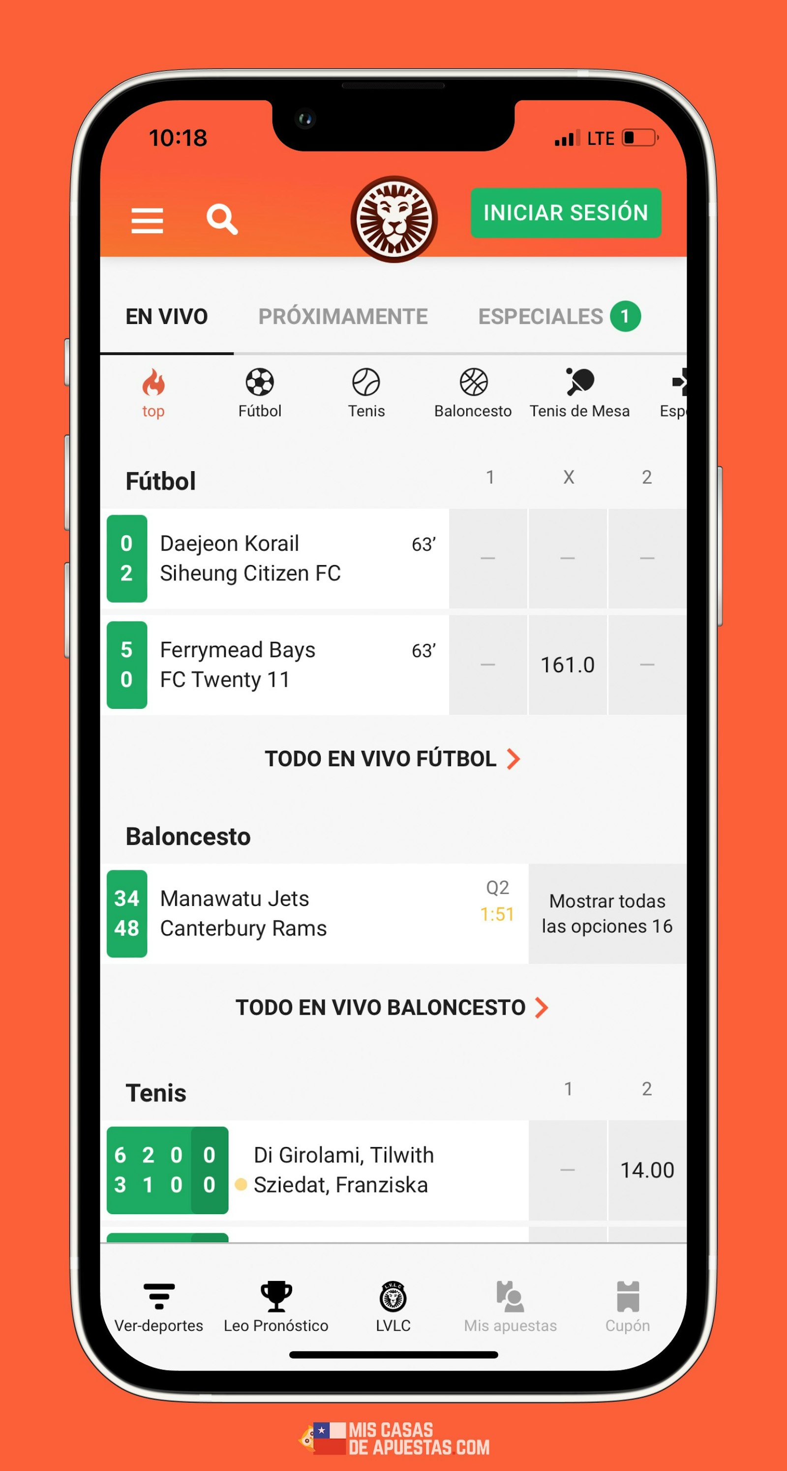 Leovegas celular apuestas en vivo