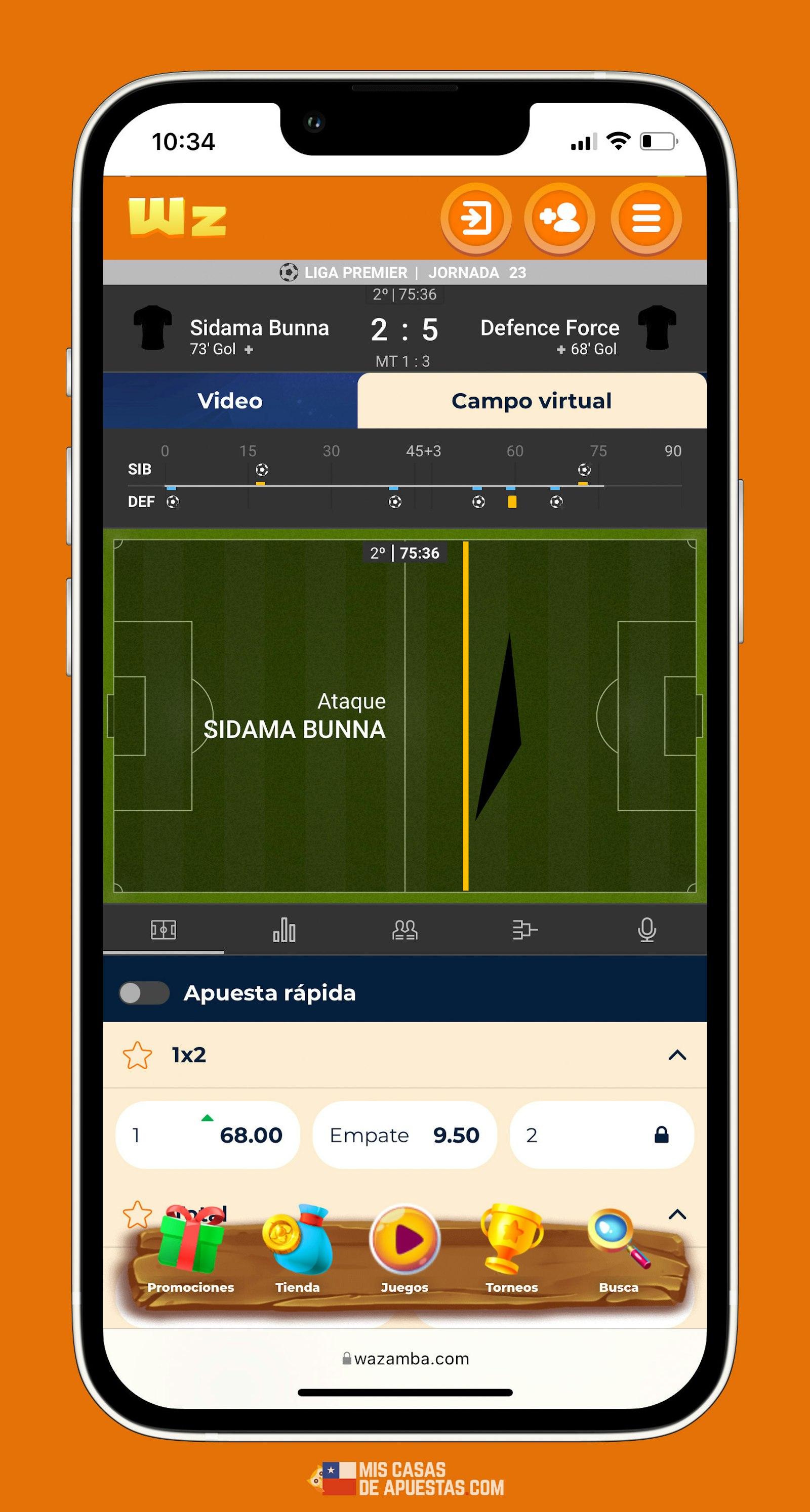 Wazamba celular apuestas en vivo