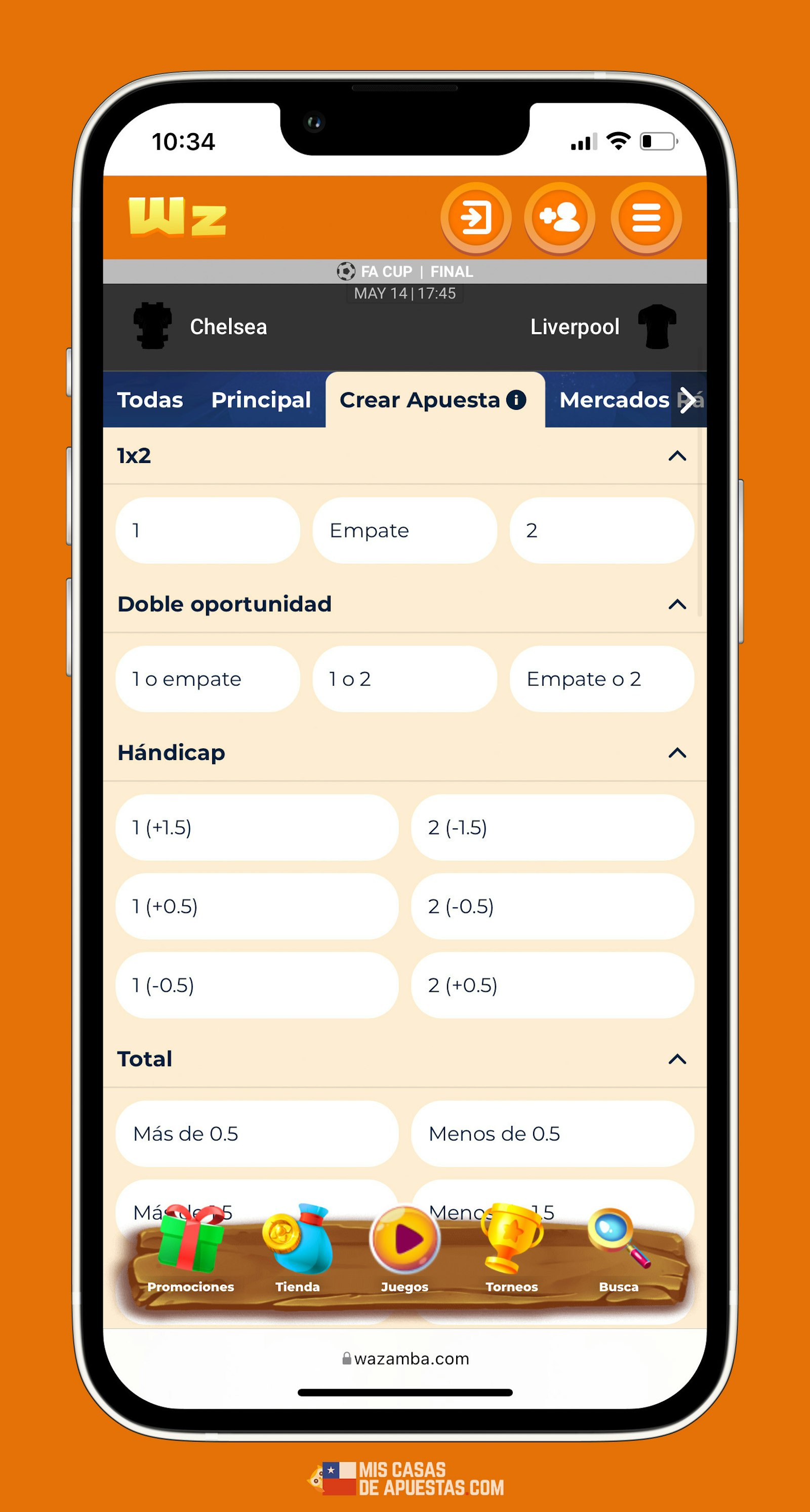 Wazamba celular apuestas futbol