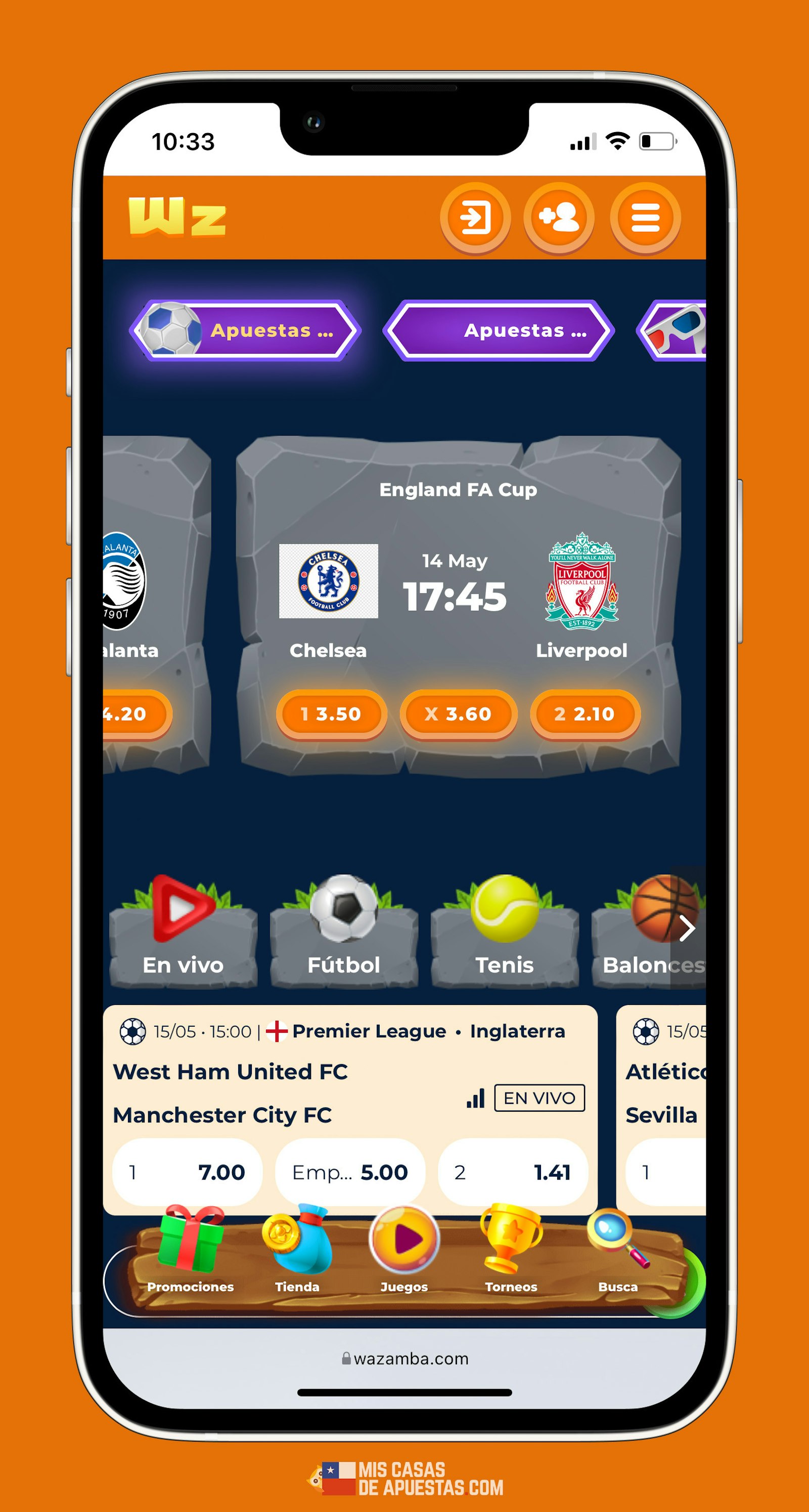 Wazamba celular pagina de inicio