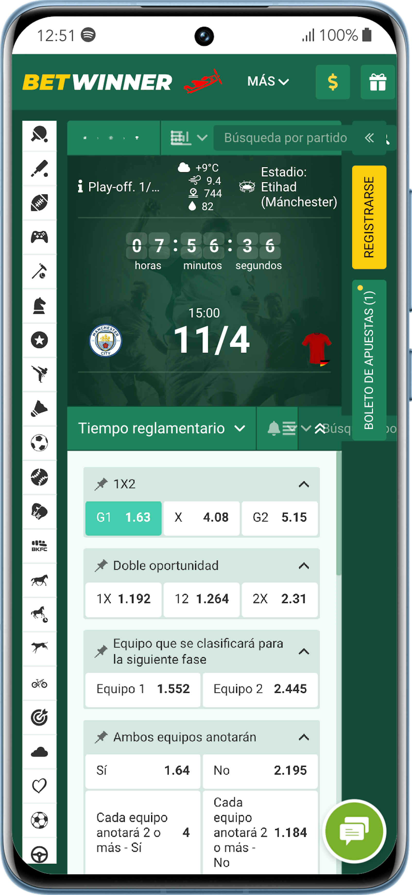 Betwinner Chile apuestas en vivo en celular