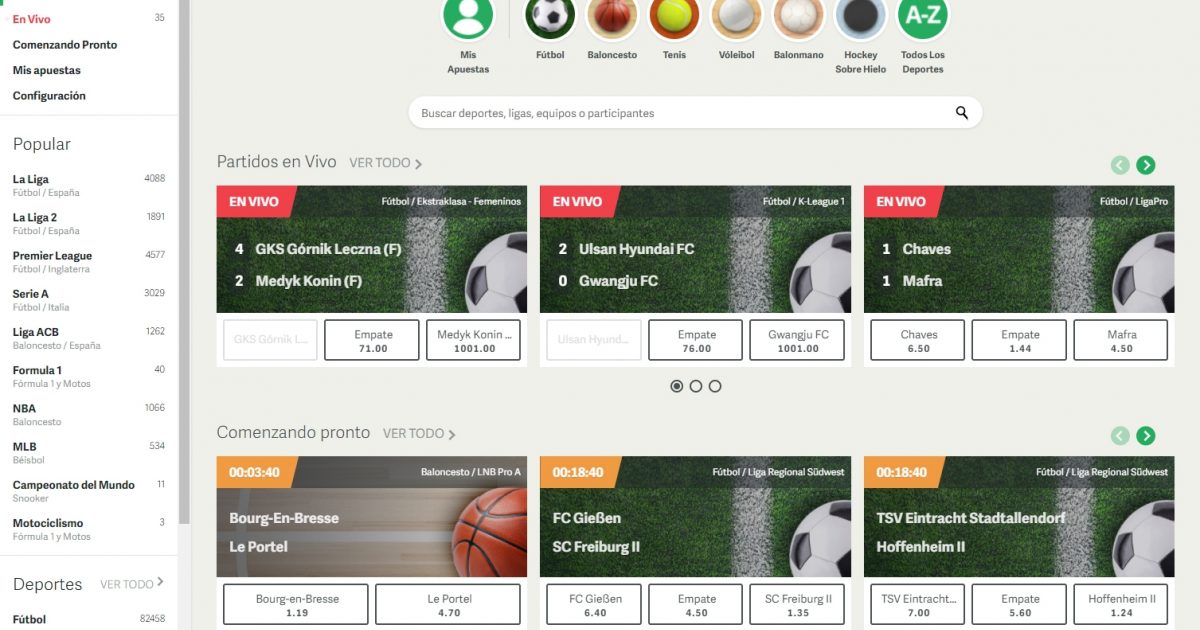 Vista de Paf Apuestas