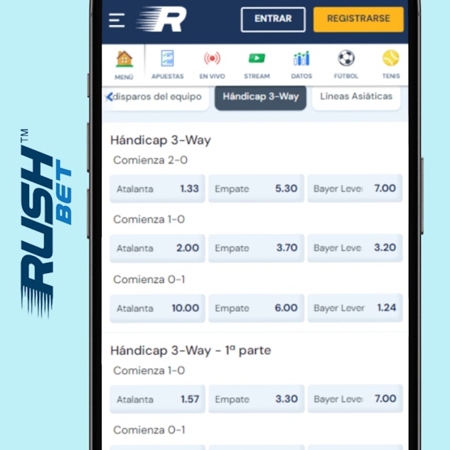 Ejemplo de Hándicap 3 Way en Rushbet