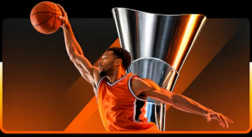 Jugador de baloncesto y trofeo cromado