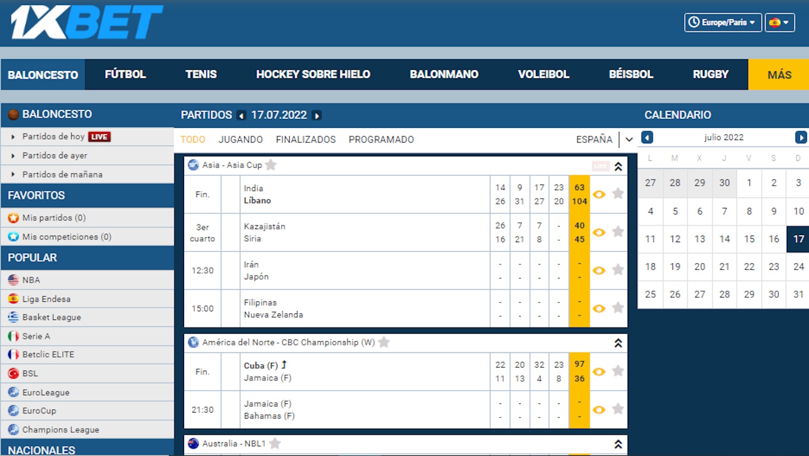 Resultados y Estadisticas en vivo